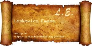 Leskovics Emese névjegykártya